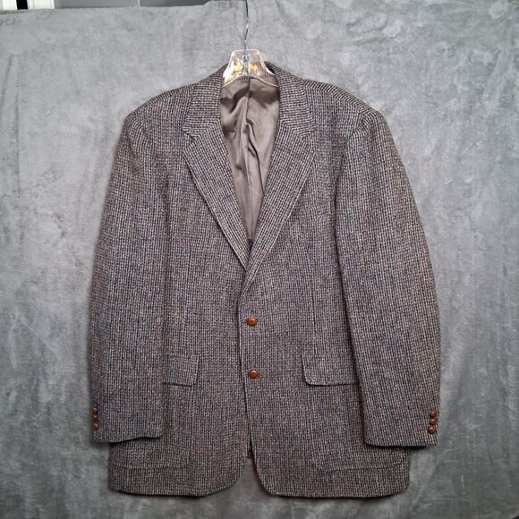 Vtg Harris Tweed Blazer Hand Woven Scottish Wool Measurements In Description USA - Picture 1 of 6